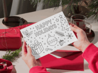 Happy Holidays Coloring Postcard