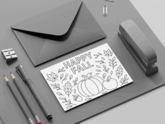 Fall Coloring Postcard