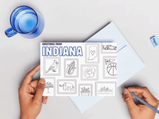 Indiana State Coloring Postcard