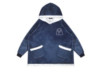 [Embroidered] Blanket Hoodie - Navy Blue